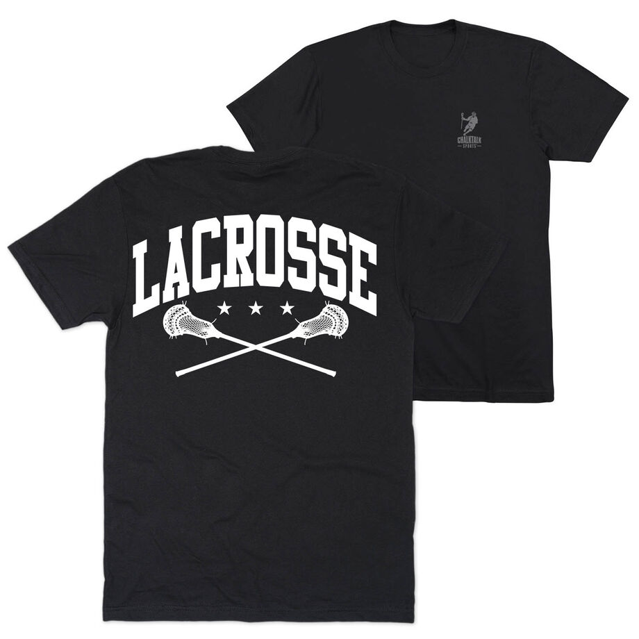 Guys Lacrosse Short Sleeve T-Shirt - Crossed Sticks (Back Design)