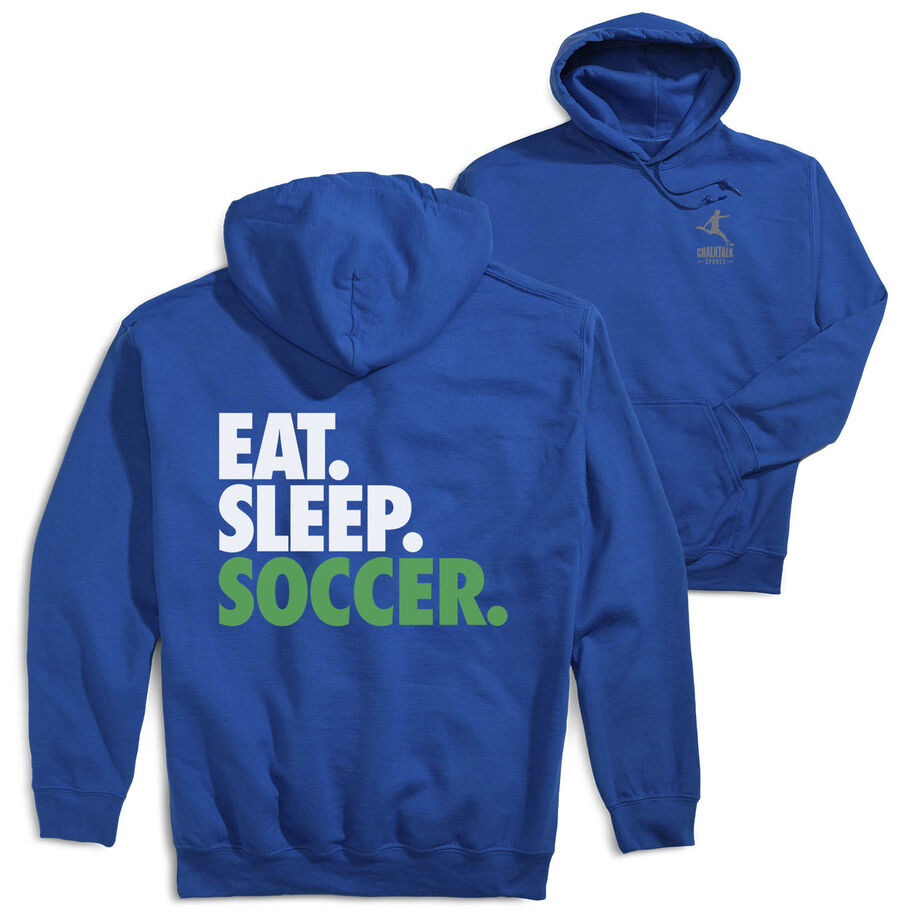 Soccer Hooded Sweatshirt - Eat. Sleep. Soccer (Back Design) [Youth Medium/Royal] - SS