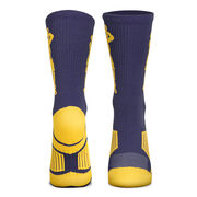 Basketball Woven Mid-Calf Socks - Player Jump shot (Navy/Maize)