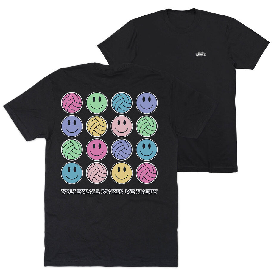 Volleyball Short Sleeve T-Shirt - Volleyball Makes Me Happy (Back Design)