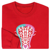 Girls Lacrosse Crewneck Sweatshirt - Lacrosse Stick Heart