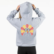 Girls Lacrosse Hooded Sweatshirt - Goofy Turkey Player (Back Design)