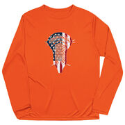 Guys Lacrosse Long Sleeve Performance Tee - Patriotic Stick