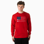 Guys Lacrosse Tshirt Long Sleeve - Amercian Flag