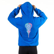 Girls Lacrosse Hooded Sweatshirt - Lacrosse Stick Heart (Back Design)