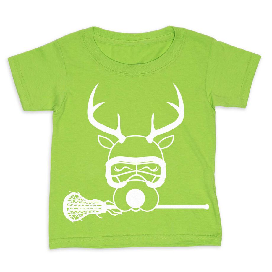Girls Lacrosse Toddler Short Sleeve Tee - Lax Girl Reindeer