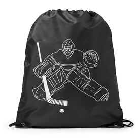 Hockey Drawstring Backpack - Hockey Goalie Sketch