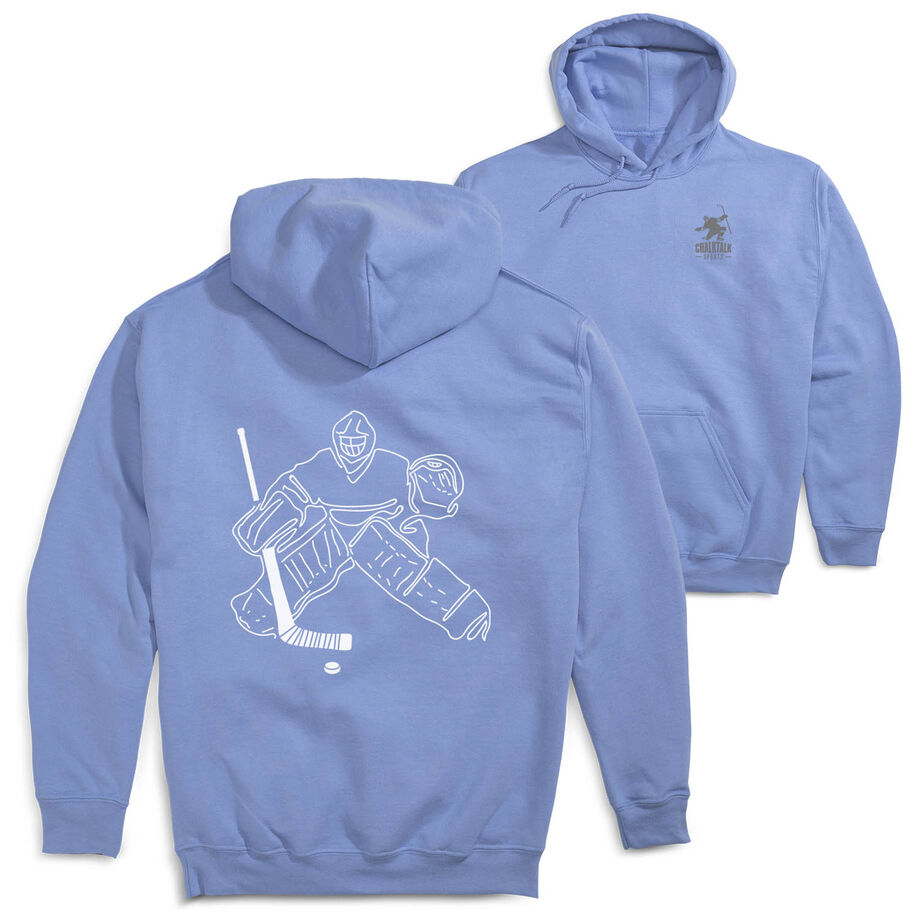 Hockey Hooded Sweatshirt - Hockey Goalie Sketch (Back Design)