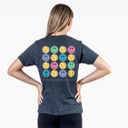 Softball Short Sleeve T-Shirt - Softball Makes Me Happy (Back Design)