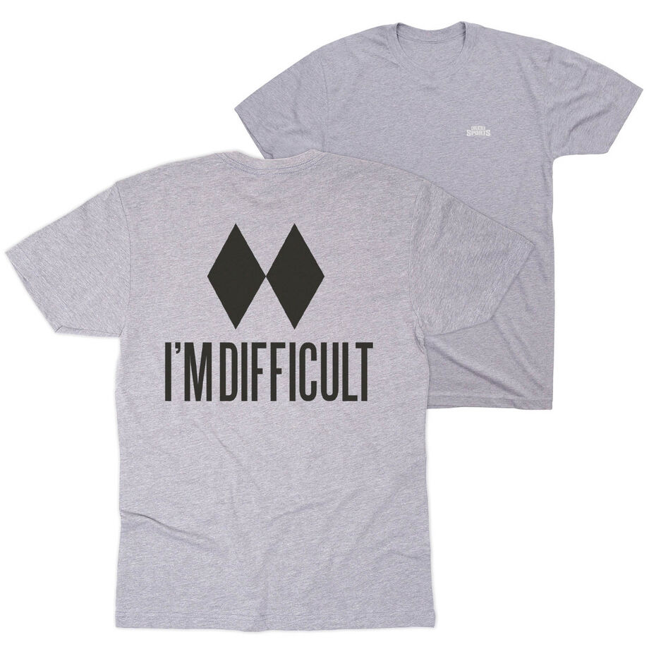 Skiing Short Sleeve T-Shirt - I'm Difficult (Back Design)
