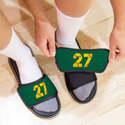 Softball Repwell&reg; Slide Sandals - Softball Number Stitches