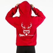 Girls Lacrosse Hooded Sweatshirt - Lax Girl Reindeer (Back Design)