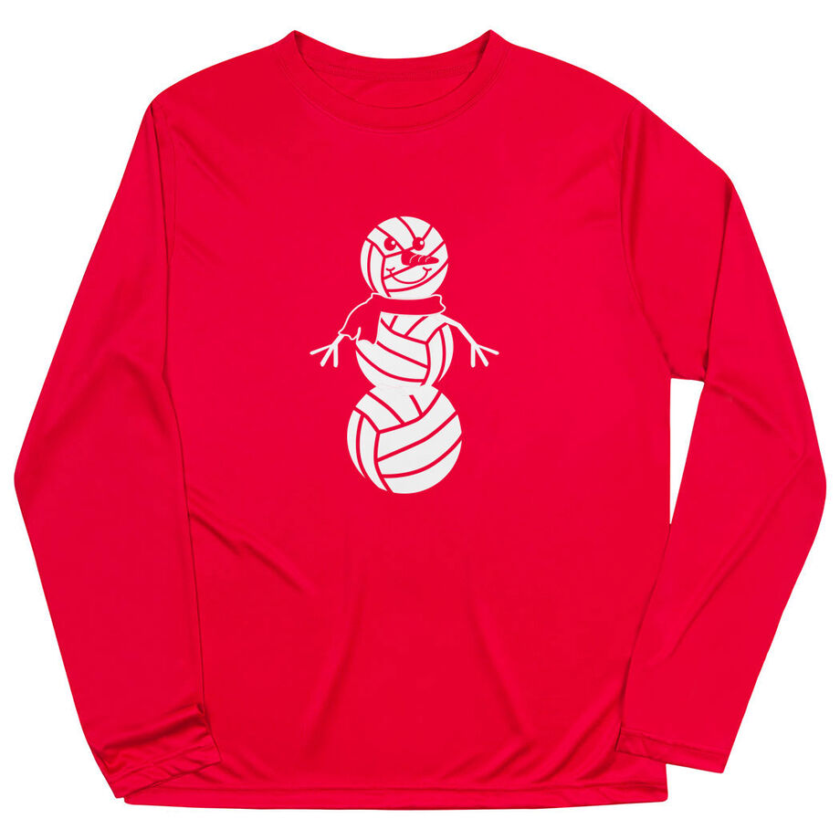 Volleyball Long Sleeve Performance Tee - Volleyball Snowman - Personalization Image