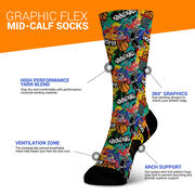 Basketball Graphic Flex Mid-Calf Socks - Graffiti Wall