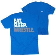 Wrestling Short Sleeve T-Shirt - Eat Sleep Wrestle (Stack) (Back Design)