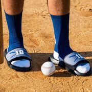 Baseball Repwell&reg; Slide Sandals - Crossed Bats with Numbers
