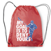 Guys Lacrosse Drawstring Backpack - My Goal Is To Deny Yours Defenseman