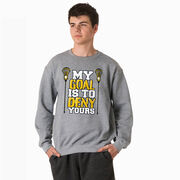Guys Lacrosse Crewneck Sweatshirt - My Goal Is To Deny Yours