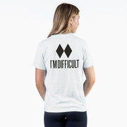 Skiing Short Sleeve T-Shirt - I'm Difficult (Back Design)