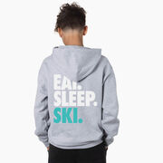 Skiing Hooded Sweatshirt - Eat Sleep Ski (Back Design)