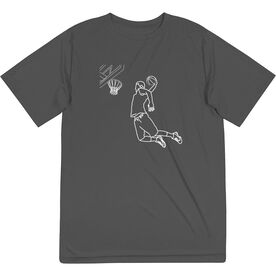 Basketball Short Sleeve Performance Tee - Basketball Player Sketch