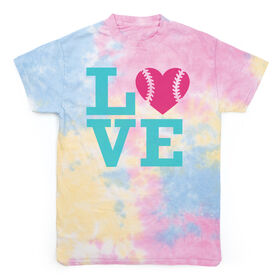 Softball Short Sleeve T-Shirt - LOVE Softball Tie Dye