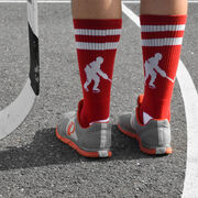 Hockey Woven Mid-Calf Socks - Player (Red/White)