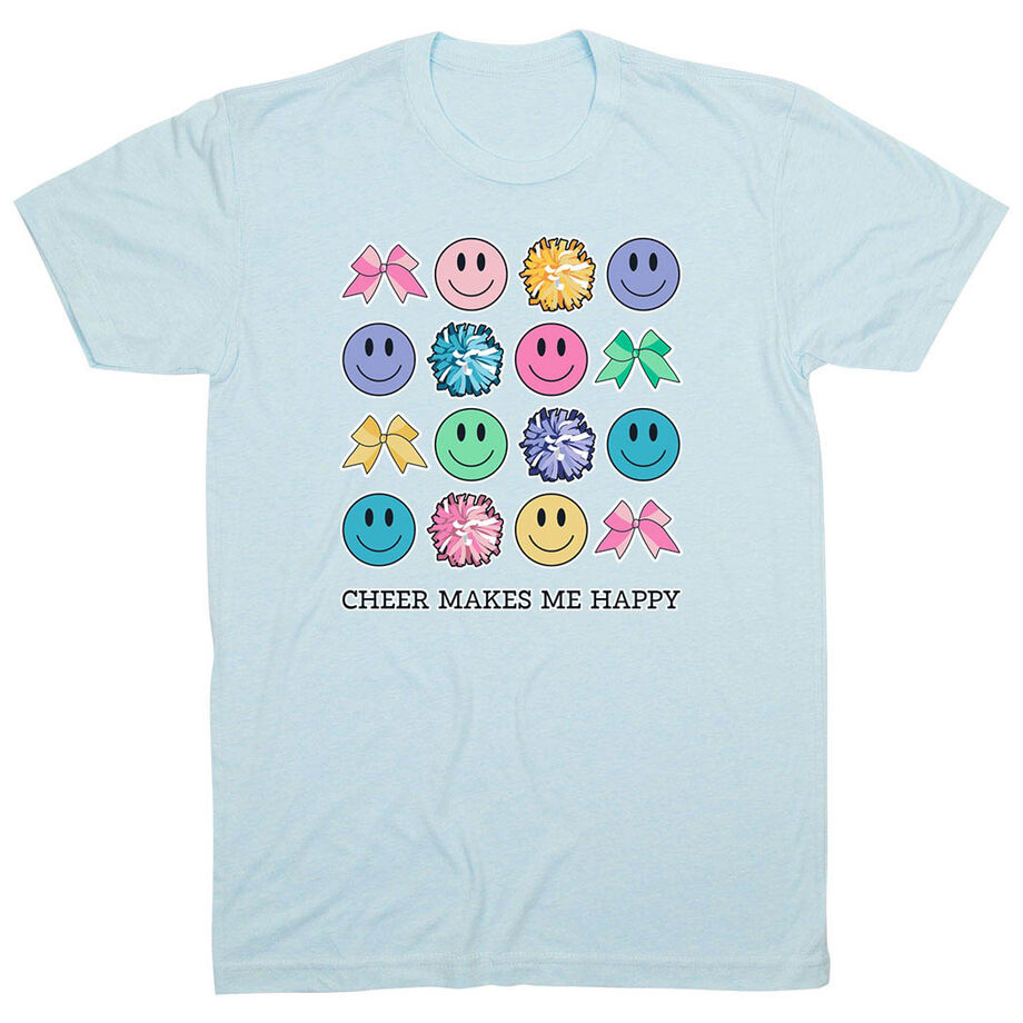 Cheerleading Short Sleeve T-Shirt - Cheer Makes Me Happy