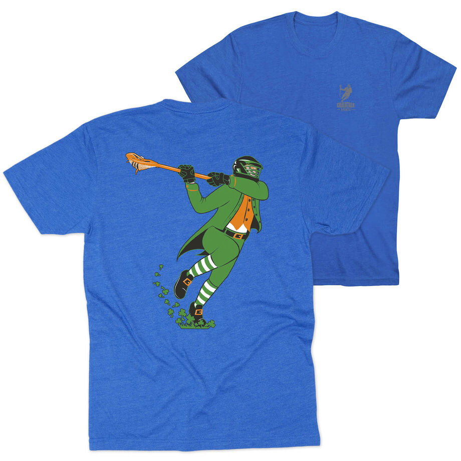 Guys Lacrosse Short Sleeve T-Shirt - Lacrosse Leprechaun (Back Design)