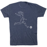Soccer Short Sleeve T-Shirt - Soccer Girl Player Sketch