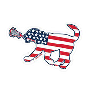 Girls Lacrosse Sticker - Patriotic Lula The Lax Dog