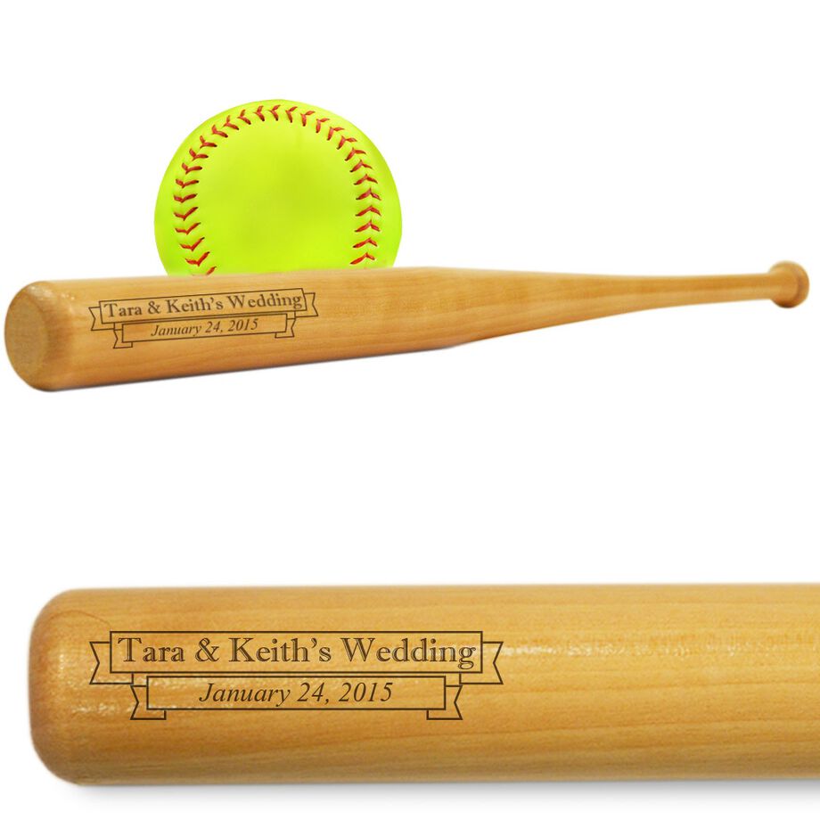 Softball Mini Engraved Bat Wedding - Personalization Image