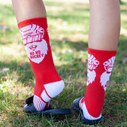 Hockey Woven Mid-Calf Socks - Ho Ho Hockey Santa