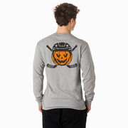Hockey Tshirt Long Sleeve - Helmet Pumpkin (Back Design)