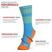 Girls Lacrosse Woven Mid-Calf Socks - Tropic (Blue/Green/Orange)