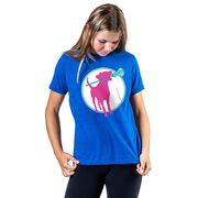 Girls Lacrosse Short Sleeve T-Shirt - Lacrosse Dog with Girl Stick
