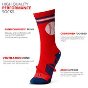 Baseball Woven Mid-Calf Socks - Red Striped
