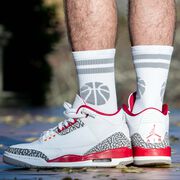 Basketball Mid-Calf Sock - Ball - White/Gray