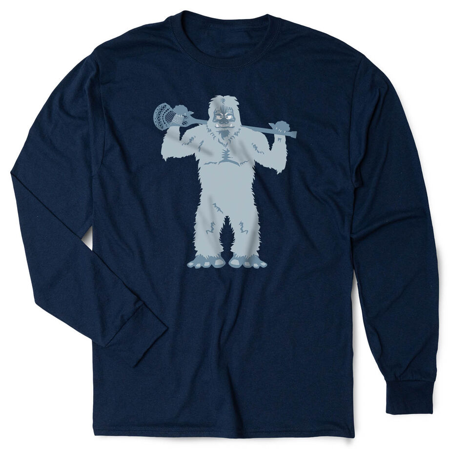 Guys Lacrosse Tshirt Long Sleeve - Lacrosse Yeti - Personalization Image