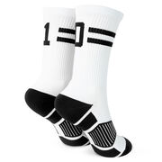 Team Number Woven Mid-Calf Socks - White/Black Stripe