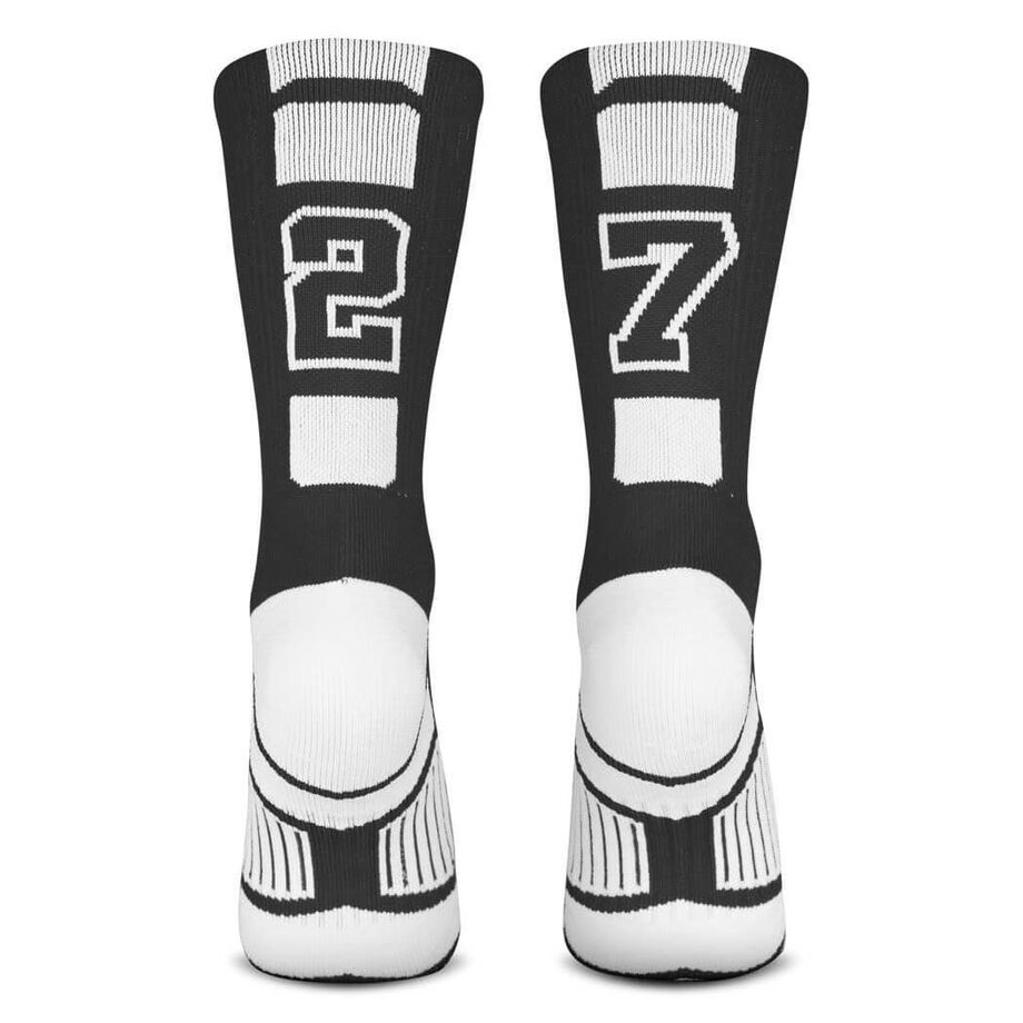 Team Number Woven Mid-Calf Socks - Black