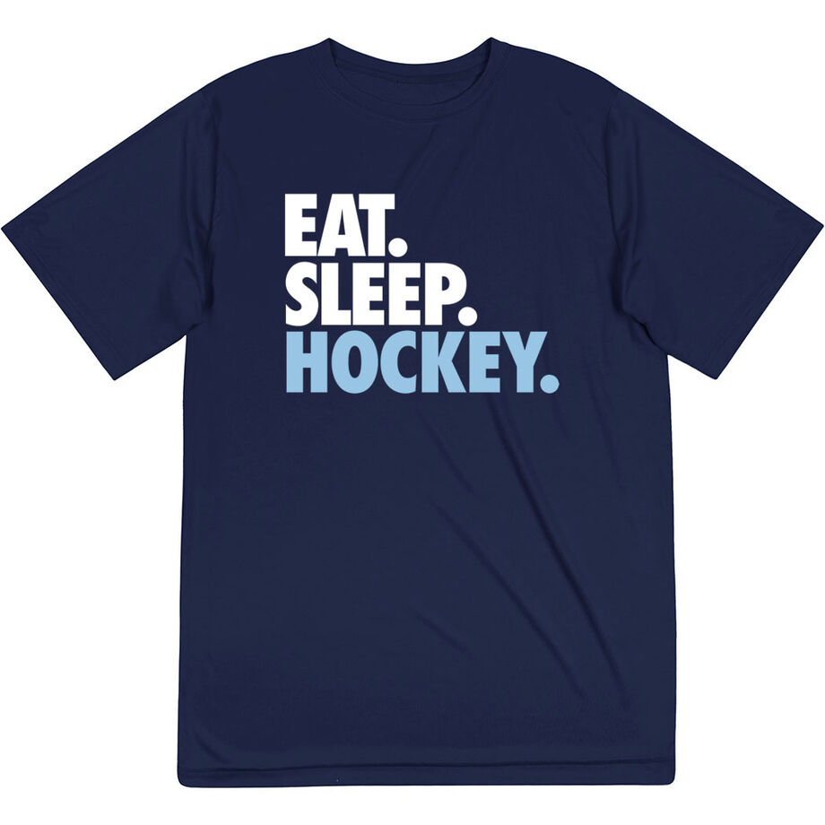 Hockey Short Sleeve Performance Tee - Eat. Sleep. Hockey. - Personalization Image