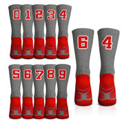 Team Number Woven Mid-Calf Socks - Gray/Red