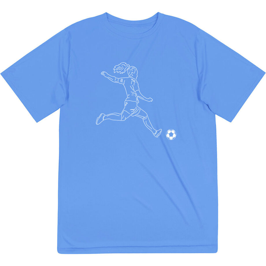 Soccer Short Sleeve Performance Tee - Soccer Girl Player Sketch