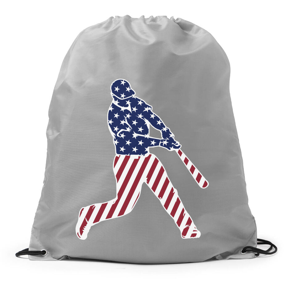Baseball Drawstring Backpack - Baseball Stars and Stripes Player