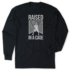 Guys Lacrosse Tshirt Long Sleeve - Raised In a Cage