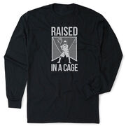 Guys Lacrosse Tshirt Long Sleeve - Raised In a Cage