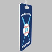 Baseball Bag/Luggage Tag - Personalized Baseball Team with Crossed Bat