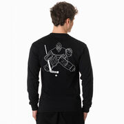 Hockey Tshirt Long Sleeve - Hockey Goalie Sketch (Back Design)