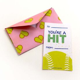 You're A Hit Softball Valentine's Day Card